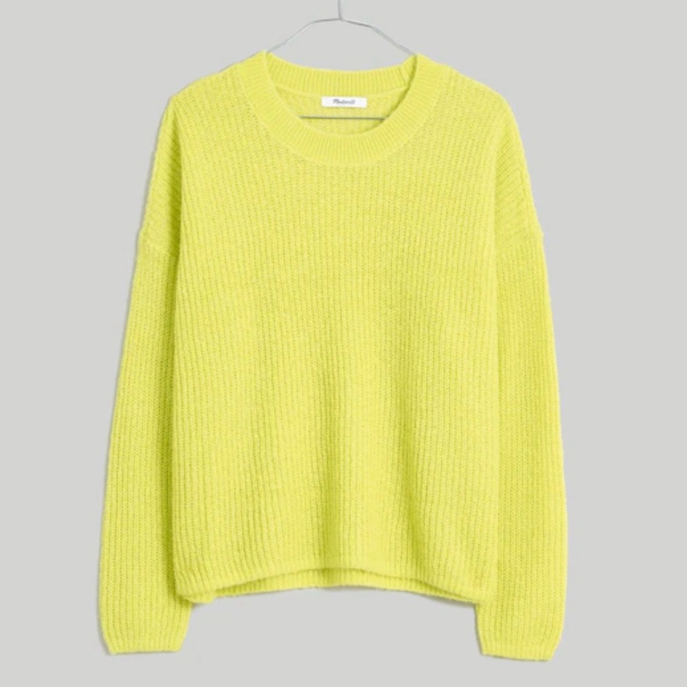 Madewell Ribbed Crewneck Lime Green Sweater- Size Medium